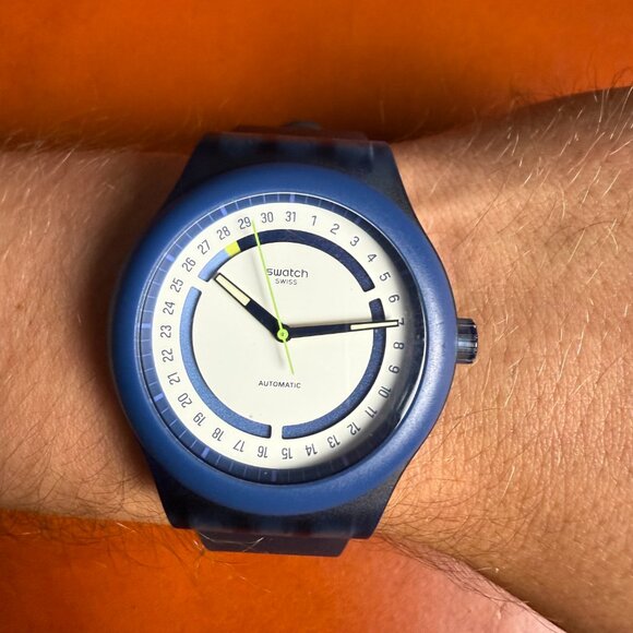 Swatch x Hodinkee Sistem51 Blue Stoplight Neon Remix SO30Z402 - Picture 10 of 16